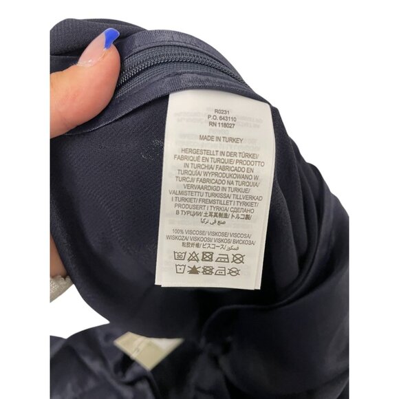 Boden Womens Flowy Skirt UK 12 US 8 Navy Blue Satin Midi Length R0231 NWT - Picture 7 of 15